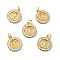 Flat Round with Saint Brass Micro Pave Clear Cubic Zirconia Pendants, with Jump Rings, Cadmium Free & Nickel Free & Lead Free, Real 18K Gold Plated, 17.5x16x2mm, Hole: 3.4mm