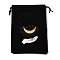 Rectangle Printed Velvet Cloth Packing Pouches, Tarot Pattern Drawstring Bags, Black, Moon, 18.5x13.5x0.45cm