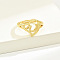 Brass Alphabet Adjustable Rings for Women, with Heart, Letter U, 17mm, US Size 6 1/4(16.7mm)