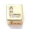 Real 18K Gold Plated Brass Micro Pave Clear Cubic Zirconia Beads,Long-Lasting Plated, Cube with Letter, Letter.L, 5.5x5.5x5.5mm, Hole: 3mm