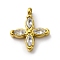 304 Stainless Steel Pendants, with Cubic Zirconia, Ion Plating(IP), Flower, Clear, 16x13.5x3mm, Hole: 1.8mm