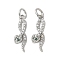 Brass Micro Pave Cubic Zirconia Pendants, Snake Charms, with Jump Ring, Platinum, 17x5.5x3.5mm, Hole: 3mm
