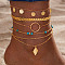 6Pcs Alloy Link & Charm Anklets, Rhombus, 8-1/4 inch(210mm)