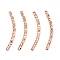 Brass Textured Curved Tube Beads, Rack Plating, Long-Lasting Plated, Cadmium Free & Lead Free, Rose Gold, 20x2mm, Hole: 0.9mm