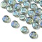 Electroplate Glass Beads, Flat Round with Letter, Steel Blue, Letter Y, 9.5~10x4~5mm, Hole: 1mm, about 30pcs/set
