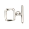 Brass Toggle Clasps, Rectangle, Platinum, Rectangle: 12x12.5x1.8mm, Hole: 1.2mm, Bar: 17~18.5x4.5x2mm, Hole: 1.2mm