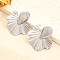 Alloy Stud Earrings, Platinum, Fan, 50mm