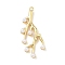 Brass Charms, Branch, with ABS Plastic Imitation Pearl Beads, Long-Lasting Plated, Cadmium Free & Lead Free, Real 18K Gold Plated, 35x18x4mm, Hole: 1.4mm
