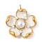 304 Stainless Steel Enamel Pendants, with ABS Imitation Pearls Beads, Flower Charms, Real 18K Gold Plated, PVD Vacuum Plating, White, 32.5x29.5x10mm, Hole: 3mm