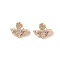 Brass Micro Pave Cubic Zirconia Slide Charms, Flower, Golden, Clear, 10.5x13x10.5mm, Hole: 1.2mm