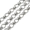 304 Stainless Steel Textured Flat Round Link Chains, Unwelded, with Spool, Stainless Steel Color, 12x2mm, 5m/roll