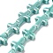 Handmade Porcelain Beads, Bright Glazed Porcelain, Cross, Pale Turquoise, 16~17x13~13.5x5.5mm, Hole: 1.4mm, about 20pcs/strand, 13.39 inch(34cm)