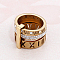 Roman Numerals 304 Stainless Steel & Crystal Rhinestone Finger Rings, Rose Gold, US Size 7(17.3mm)