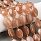 Natural Peach Moonstone Beads Strands, Flat Oval, with Seed Beads, 14x10x6mm, Hole: 1mm, about 24pcs/strand, 14.96''(38cm)
