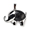 Natural Larvikite Pendants, Elephant Charms with Alloy Findings, Platinum, 29x37~37.5x9.5~10mm, Hole: 3x9mm
