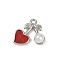 Brass Plastic Pearl Charms, Cherry, with Enamel, Long-Lasting Plated, Cadmium Free & Lead Free, Rack Plating, Platinum, 11.5x12.5x5mm, Hole: 1.2mm