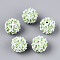 Handmade Polymer Clay Rhinestone and Resin Beads, Round with Butterfly, Dark Sea Green, 18~19mm, Hole: 1.8~2mm
