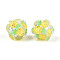 Fruit Round Resin Beads, with Polymer Clay & Rhinestone, Pineapple, 17~21.5mm, Hole: 2~2.5mm