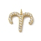 Ion Plating(IP) 304 Stainless Steel Micro Pave Cubic Zirconia Charms, Constellation, Aries, 11.5x12.5x2mm, Hole: 1.8mm
