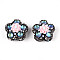 Flower Shape Polymer Clay Rhinestone Beads, with Resin & ABS Plastic Pearl, for Beadable Pens, Keychains, Jewelry and Crafts, Gray, 25.5x26.5x18.5mm, Hole: 1.8mm