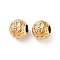 Ion Plating(IP) 304 Stainless Steel Rhinestone European Beads, Round Large Hole Beads, Real 18K Gold Plated, Round with Letter, Letter B, 11x10mm, Hole: 4mm