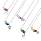 Gradient Color Gemstone Chip & Alloy Pendant Necklaces, 304 Stainless Steel Cable Chain Necklaces, Stainless Steel Color, 16.34 inch(41.5cm)