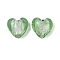 Handmade Silver Foil Lampwork Glass Beads, Heart, Light Green, 14.5~15.5x15~15.5x9~10mm, Hole: 1.8mm