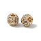 Brass Rhinestone Beads, Rondelle, Light Gold, 10x9mm, Hole: 3mm