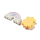 オペーク樹脂カボション  花と虹とケーキ  混合図形  ミックスカラー  15.5~23x7~26.5x5~6.5mm RESI-G084-04-3