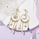 Серьги-люстры из латуни с изображением солнца и звезд EJEW-TA00403-2