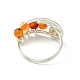 4 anello per dito con perline rotonde con pietre preziose miste naturali in stile 4 pezzi RJEW-TA00104-4