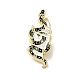 ヘビと花のエナメルピン  トーテムバッジ  バックパックの服のための黄金の合金のブローチ  ブラック  30.5x12x1.5mm JEWB-P030-D03-1