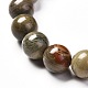 Bracelet extensible de perles rondes de jaspe feuille d'argent naturel pour hommes femmes BJEW-JB06824-03-4