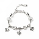 Bracelet européen en alliage de charme de coeur avec des chaînes de serpent, bracelet en perles rondes et papillons en plastique pour femme, blanc, 7.87 pouce (20 cm)