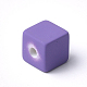 アクリルビーズ  ラバー加工  キューブ  青紫色  15x15x15mm  穴：3.5mm X-MACR-T024-24A-2