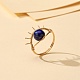 女性のための天然ラピスラズリ リング セット  真鍮のパーツでナザールボンジュウの指輪  usサイズ4 3/4(15.4mm) RJEW-TA00007-07-2