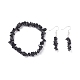 Perlen-Schmuckset aus natürlichen Obsidian-Chips SJEW-JS01232-01-1