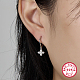 Rhodium Plated 925 Sterling Silver Micro Pave Cubic Zirconia Dangle Hoop Earrings BG2685-2-3
