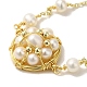 Braccialetti a maglie di perle naturali con fiori BJEW-C051-28G-2