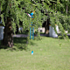Gorgecraft 30 Zoll Kolibri Windspiele Outdoor Indoor Metall Windspiele Blue Ball verstellbare Blume 4 hohle Aluminiumrohre s Haken Dekor blau Farbverlauf HJEW-GF0001-05-7