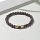 Natural Wood Round Beaded Stretch Bracelet with Synthetic Hematite for Men Women BJEW-JB07549-3