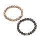 2Pcs 2 Style Natural Lava Rock & Tibetan Agate Round Beaded Stretch Bracelets Set BJEW-JB08312-4