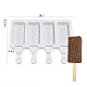 食品グレードのDIY長方形アイスクリームシリコーン型  アイスポップ金型  アイスクリームを作るため  4つの空洞  ホワイト  129x180x23mm  内径：69x35mm DIY-D062-06B-7
