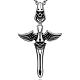 Vintage 316L Surgical Stainless Steel Skull and Cross Pendant Necklaces NJEW-BB07990-1