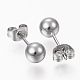 201 Stainless Steel Ball Stud Earrings STAS-P179-02P-4mm-2