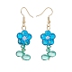 Boucles d'oreilles pendantes fleur de verre & fleur de vie au chalumeau EJEW-TA00144-2