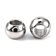 Rondelle 201 perline europei in acciaio inox, perline con foro grande, colore acciaio inossidabile, 8x6mm, Foro: 4 mm