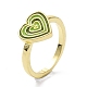 ハートアロイエナメルフィンガー指輪  ライトゴールド  薄緑  2mm  usサイズ7 1/4(17.5mm) RJEW-Z008-22LG-3