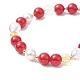 Bracelet extensible à perles rondes en jade mashan et cristal de quartz teint naturel avec breloques d'arbre de Noël en alliage d'émail BJEW-TA00266-4
