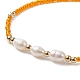 7 pièces 7 couleurs coquillage naturel et graine et bracelets extensibles perlés en laiton pour femme BJEW-JB09170-5